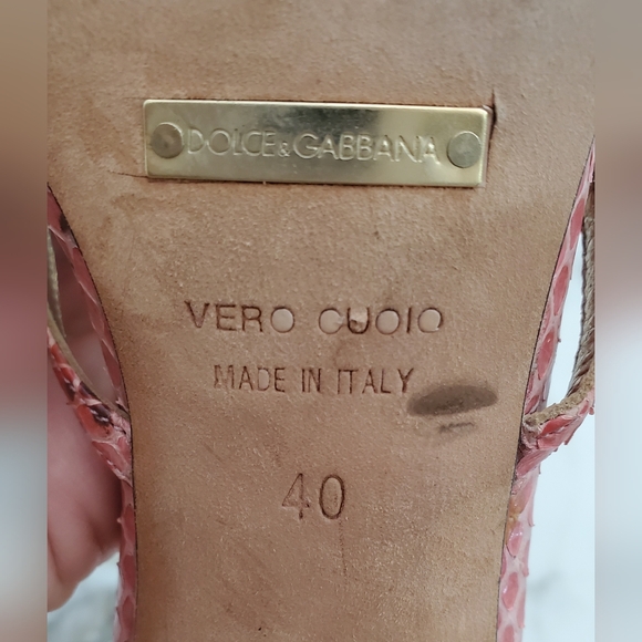 DOLCE&GABBANA- size 10-SANDALS - PINK SNAKE SKING - Picture 5 of 5